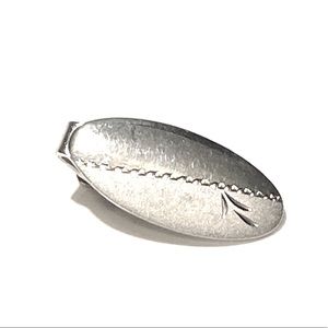 Men’s Vintage Oval Silver Skinny Tie Clip Clasp